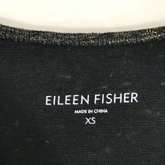 Eileen Fisher Organic Linen Jersey Shimmer Tunic Tank Women's XS Gold Holiday - Picture 9 of 11